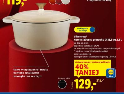 Garnek żeliwny z pokrywką promocja w Lidl