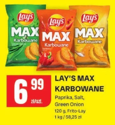 Chipsy Lay's Max Karbowane Paprika, Salt, Green Onion promocja w Chorten
