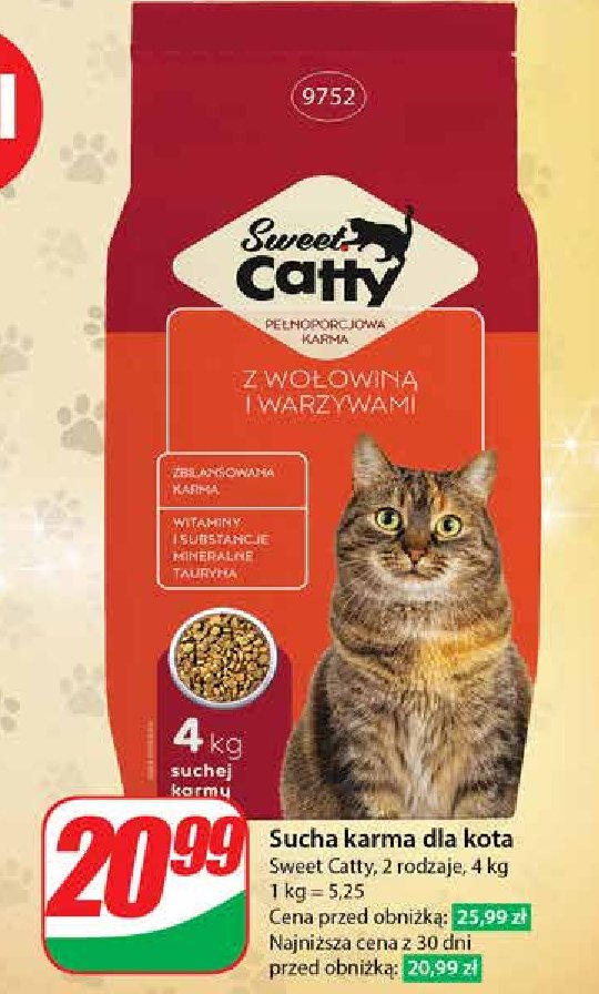 Karma dla kota z wołowiną i warzywami Sweet catty promocja