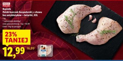 Polski kurczak Gospodarski, z chowu bez antybiotyków - ćwiartki, XXL promocja w Lidl