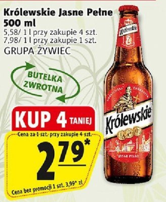 Piwo Królewskie Jasne Pełne 500ml GRUPA ŻYWIEC promocja w Prim Market