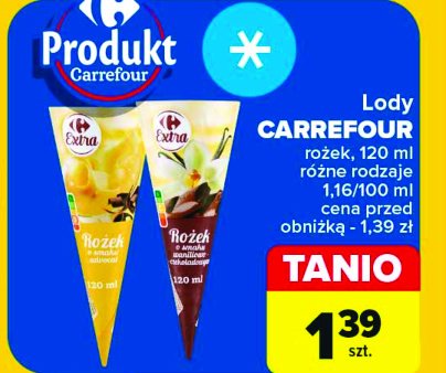 Rożek waniliowo-truskawkowy Carrefour extra promocja