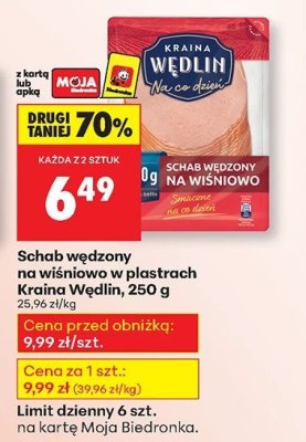 Schab wędzony na wiśniowo w plastrach 250g promocja w Biedronka