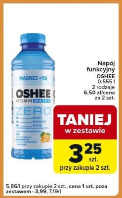 Napój funkcyjny OSHEE VITAMIN WATER ZERO MAGNEZ+B6 0,555 l 2 rodzaje promocja w Carrefour Express