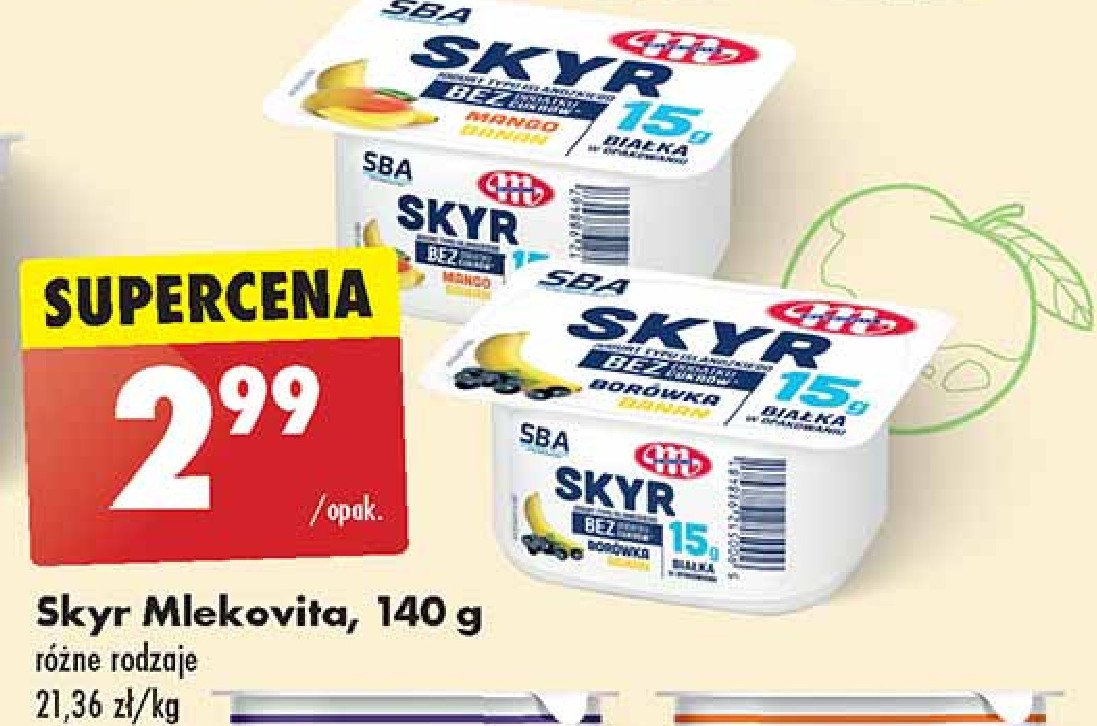 Jogurt borówka-banan Mlekovita sba skyr promocja