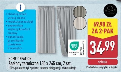 Zasłony termiczne 135x245 cm, 2 szt. promocja w Aldi