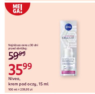 Krem pod oczy przeciwzmarszczkowy widoczne ujędrnienie NIVEA HYALURON CELLULAR FILLER promocja w Rossmann