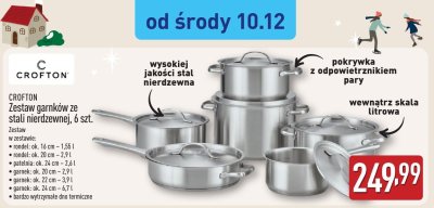 Zestaw garnków CROFTON ze stali nierdzewnej 6 szt. promocja w Aldi
