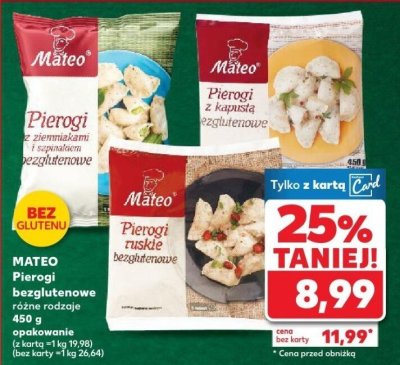 Pierogi bezglutenowe różne rodzaje promocja w Kaufland
