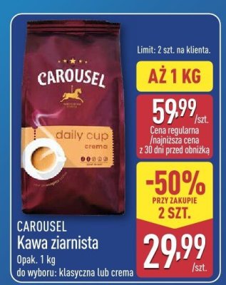 Kawa ziarnista crema 1 kg promocja w Aldi