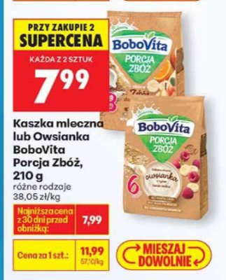 Kaszka mleczna Porcja Zbóż, 210 g różne rodzaje promocja w Biedronka
