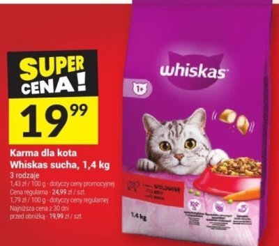 Karma dla kota Whiskas sucha, 1,4 kg promocja w Twój Market