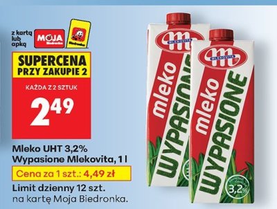 Mleko UHT 3,2% Wypasione 1 l promocja w Biedronka