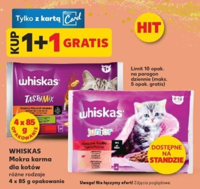 Karma mokra dla kotów Whiskas Tasty Mix różne rodzaje 1+1 gratis promocja w Kaufland