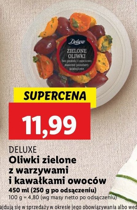 Oliwki zielone z warzywami i kawałkami owoców Deluxe promocja