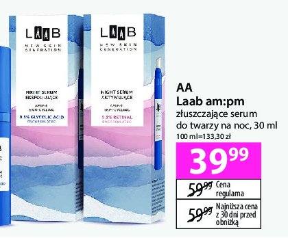 Serum do twarzy aktywujące na noc Aa laab promocja w Hebe