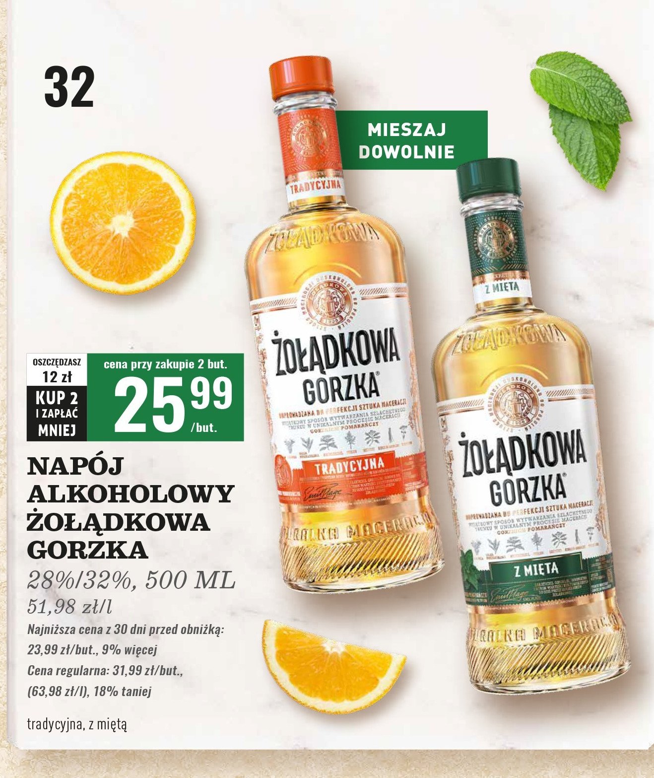 Wódka Żołądkowa gorzka z miętą promocja