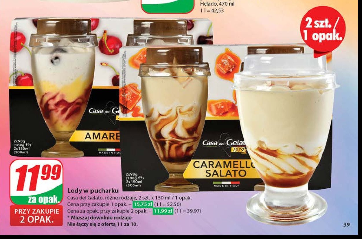 Lody carmelo salato CASA DEL GELATO promocja