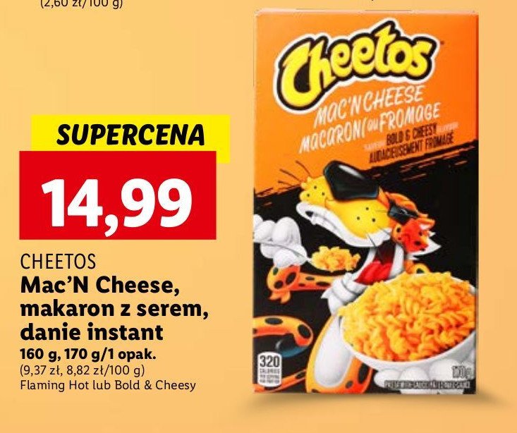 Makaron z serem mac'n cheese Cheetos promocja