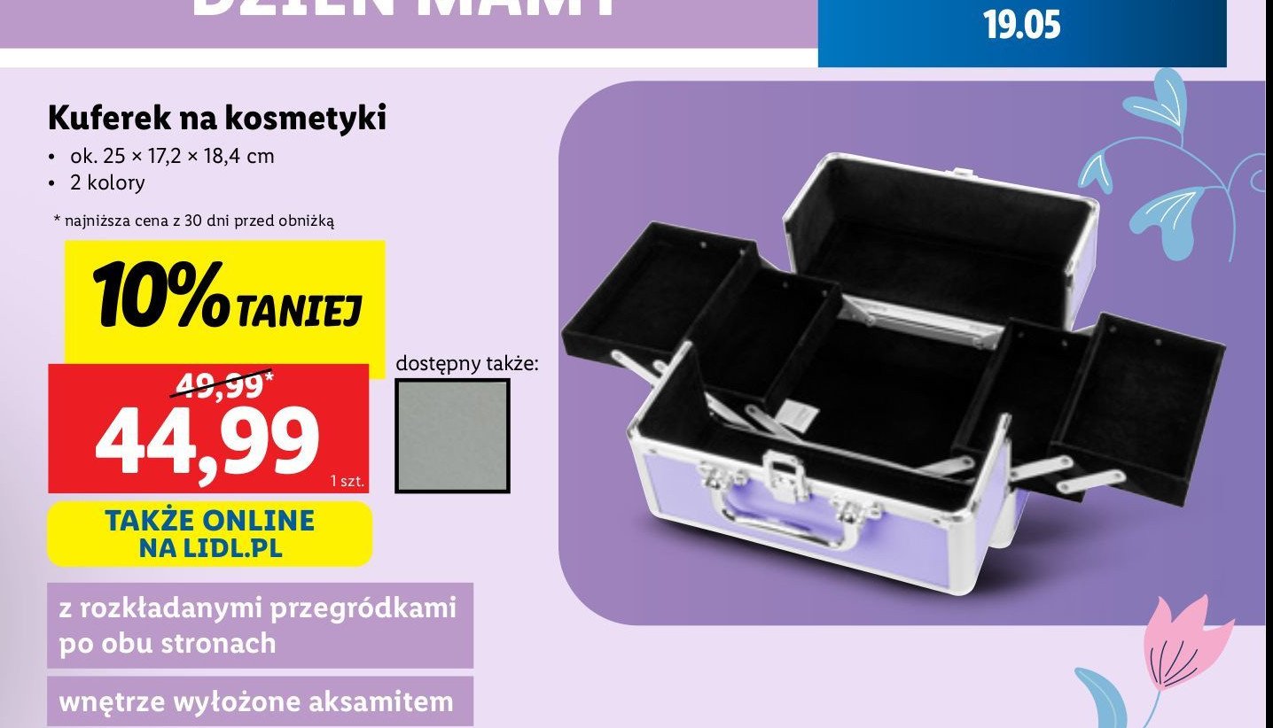 Kuferek na kosmetyki 25 x 17.2 x 18.4 cm Miomare promocja w Lidl