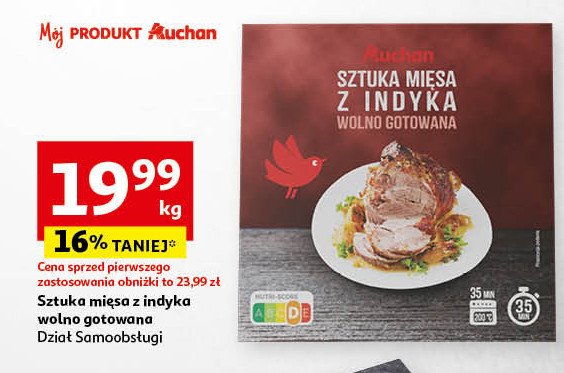 Sztuka mięsa z indyka wolno gotowana Auchan promocja w Auchan