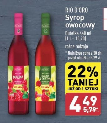 Syrop malina z cytryną Rio d'oro promocja