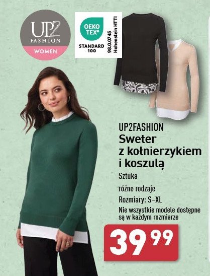 Sweter damski z kołnierzykiem i koszulą s-xl Up2fashion promocja