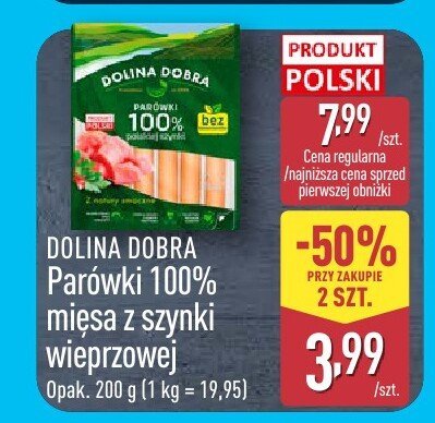 Parówki 100% mięsa z szynki wieprzowej promocja w Aldi