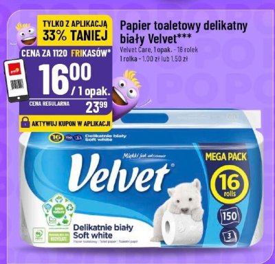 Papier toaletowy Velvet delikatnie biały promocja w POLOmarket