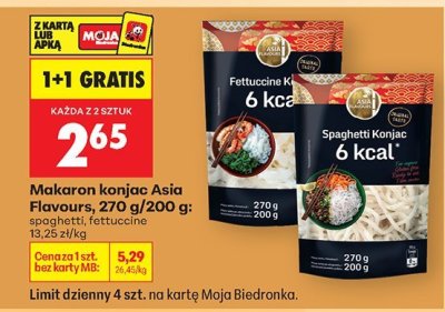 Makaron konjac Asia Flavours, 270 g/200 g: spaghetti, fettuccine promocja w Biedronka