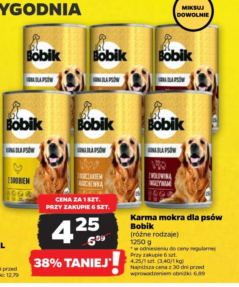 Karma dla psa z wołowiną i warzywami Bobik promocja w Netto