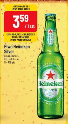 Piwo Heineken Silver Grupa Żywiec 0,5 l but. b-zwr. promocja w POLOmarket