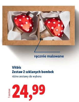 Zestaw 2 szklanych bombek Vitbis promocja w Lidl