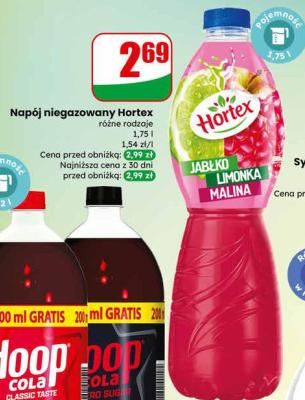 Napój gazowany Hoop Cola 2 rodzaje, 2 l + 200 ml gratis promocja w Dino