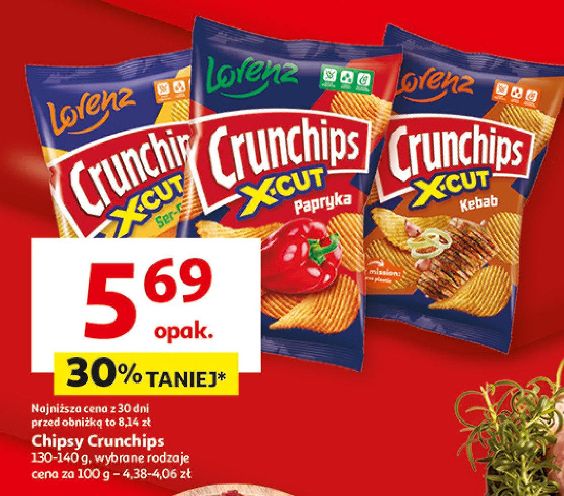 Chipsy kebab z cebulką Crunchips x-cut Crunchips lorenz promocja w Auchan