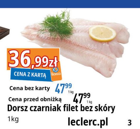 Dorsz czarniak filet bez skóry mrożony promocja