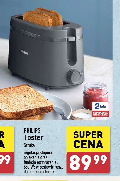 Toster 650w Philips promocja w Aldi