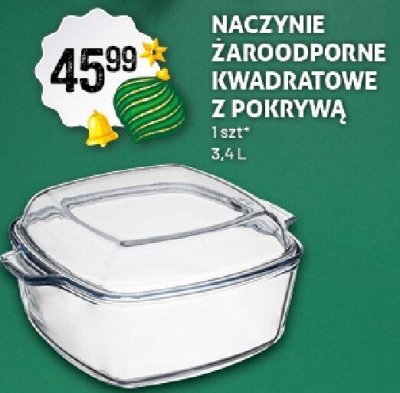 Naczynie żaroodporne kwadratowe z pokrywą 3,4 l promocja w Arhelan