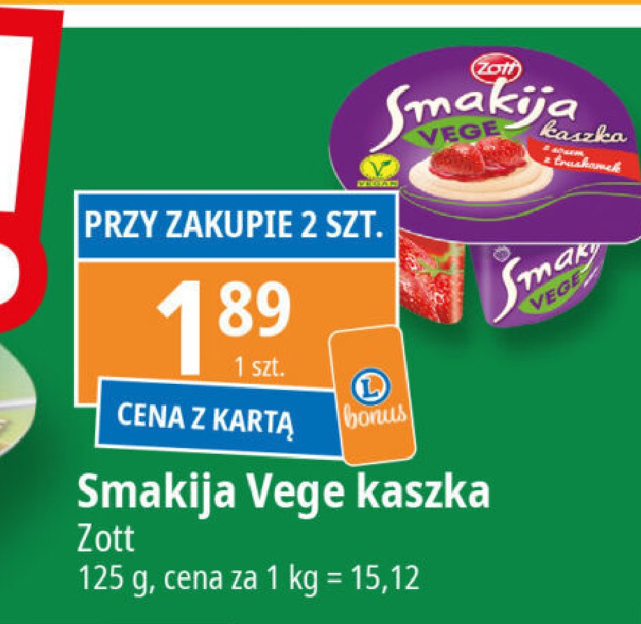 Kaszka z sosem z truskawek ZOTT SMAKIJA promocja