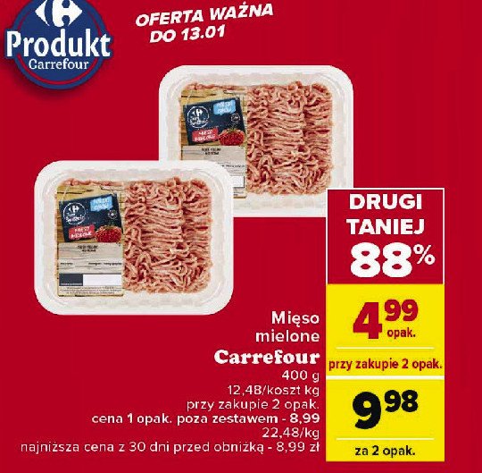 Mięso mielone wołowe Carrefour targ świeżości promocja