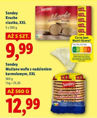 Wafle Sondey Maślane wafle z nadzieniem karmelowym, XXL promocja w Lidl