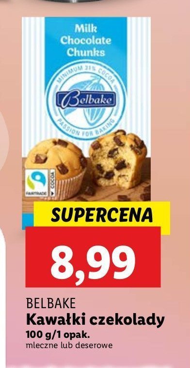 Kawałki czekolady mlecznej Belbake promocja