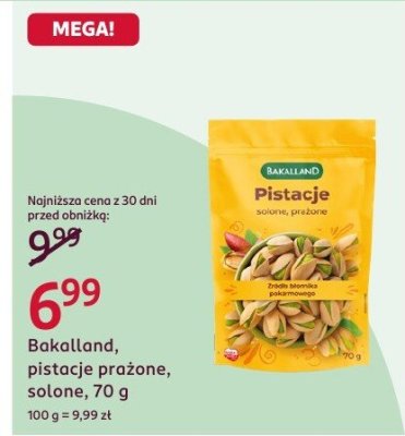 Bakalland pistacje prażone solone 70 g promocja w Rossmann
