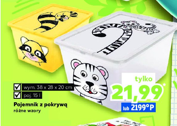 Pojemnik z pokrywą 38 x 28 x 20 cm 15 l promocja