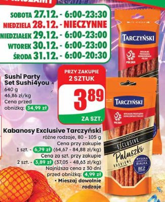 Kabanosy Exclusive Tarczyński różne rodzaje promocja w Dino