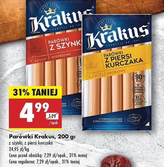 Parówki z piersi kurczaka Krakus animex promocja