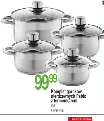 Komplet garnk贸w nierdzewnych z termometrem pablo Florentyna promocja