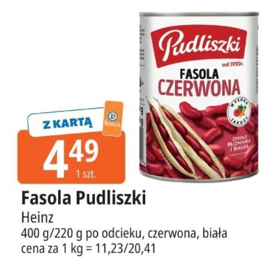 Fasola Pudliszki Heinz 400g/220g po odcieku, czerwona, biała promocja w Leclerc