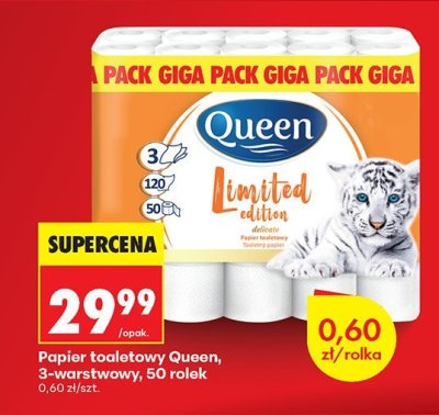Papier toaletowy Queen, 3-warstwowy, 50 rolek promocja w Biedronka