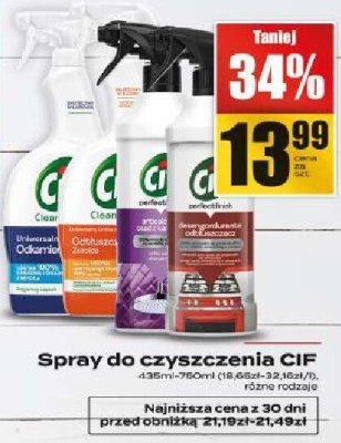 Spray do czyszczenia CIF różne rodzaje promocja w Supeco